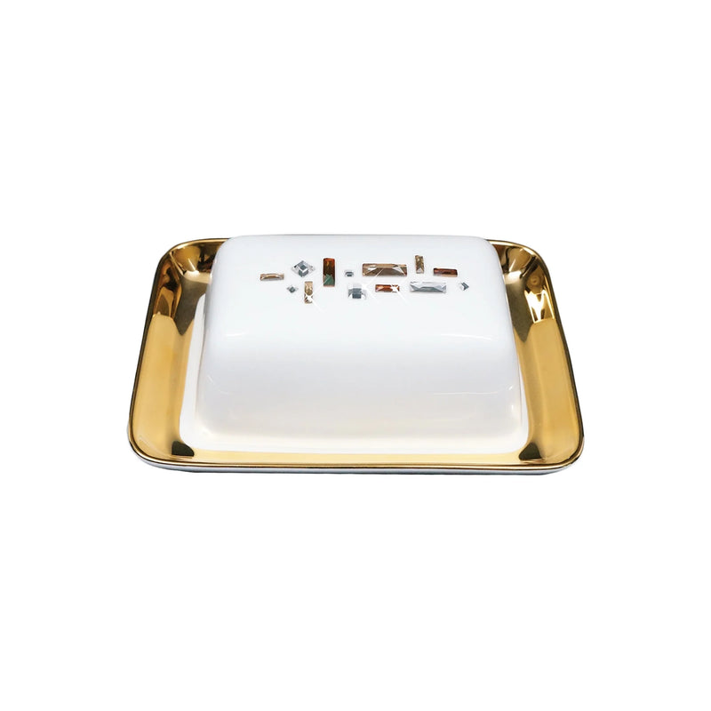 Diana Gold Butter Dish With Crystals