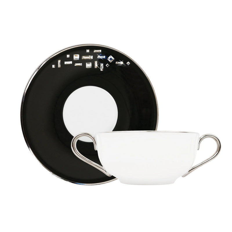 Diana Black / Platinum - Cream Soup Cup & Saucer
